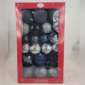 Holiday Time 75 Pieces Shatterproof Ornaments Chritmas Hooks Included. New